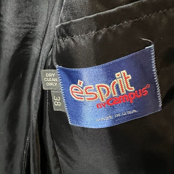 Vintage Esprit by campus Unisex black wool trench coat Lined made USA Small/38 - Picture 10 of 12